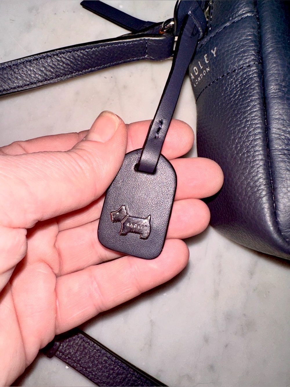 RADLEY LONDON Grained Leather Camera Crossbody in Navy - Picture 3 of 12